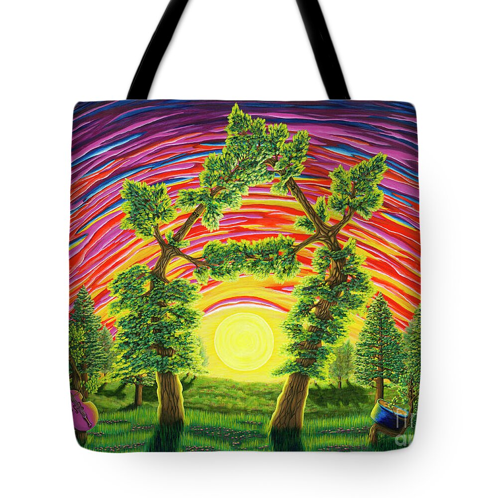 Acrylic Tote Bag featuring the painting Dance of Sunset by Rebecca Parker