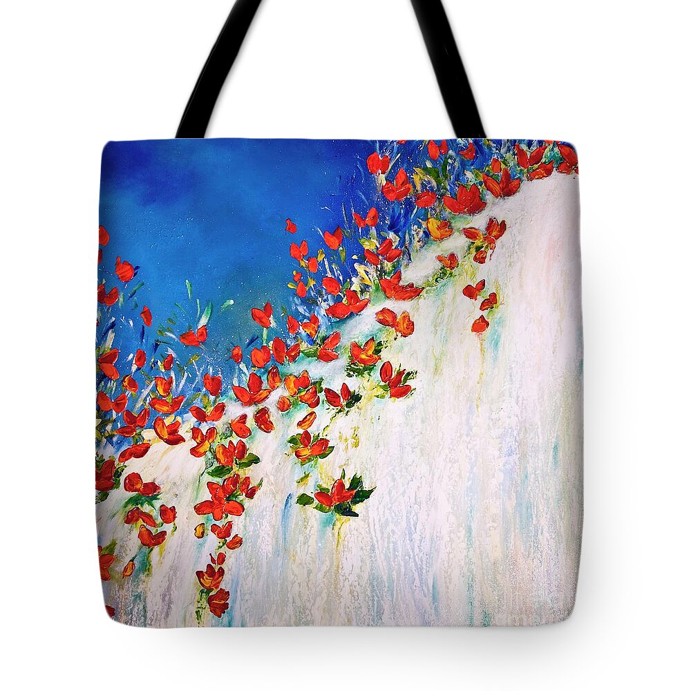 Flowers Tote Bag featuring the painting Dance Of The Spring by Teresa Wegrzyn