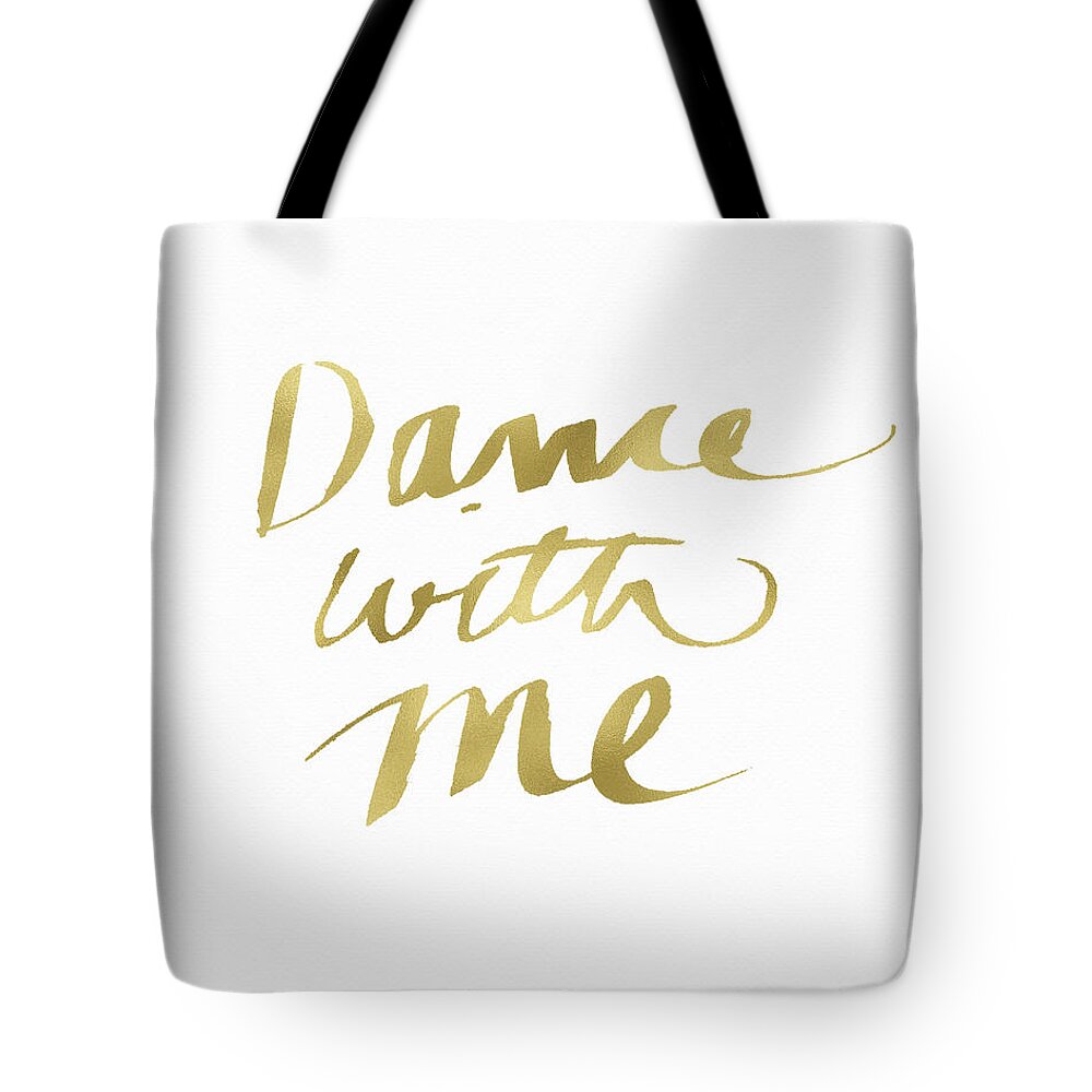 #faaAdWordsBest Tote Bag featuring the painting Dance With Me Gold- Art by Linda Woods by Linda Woods