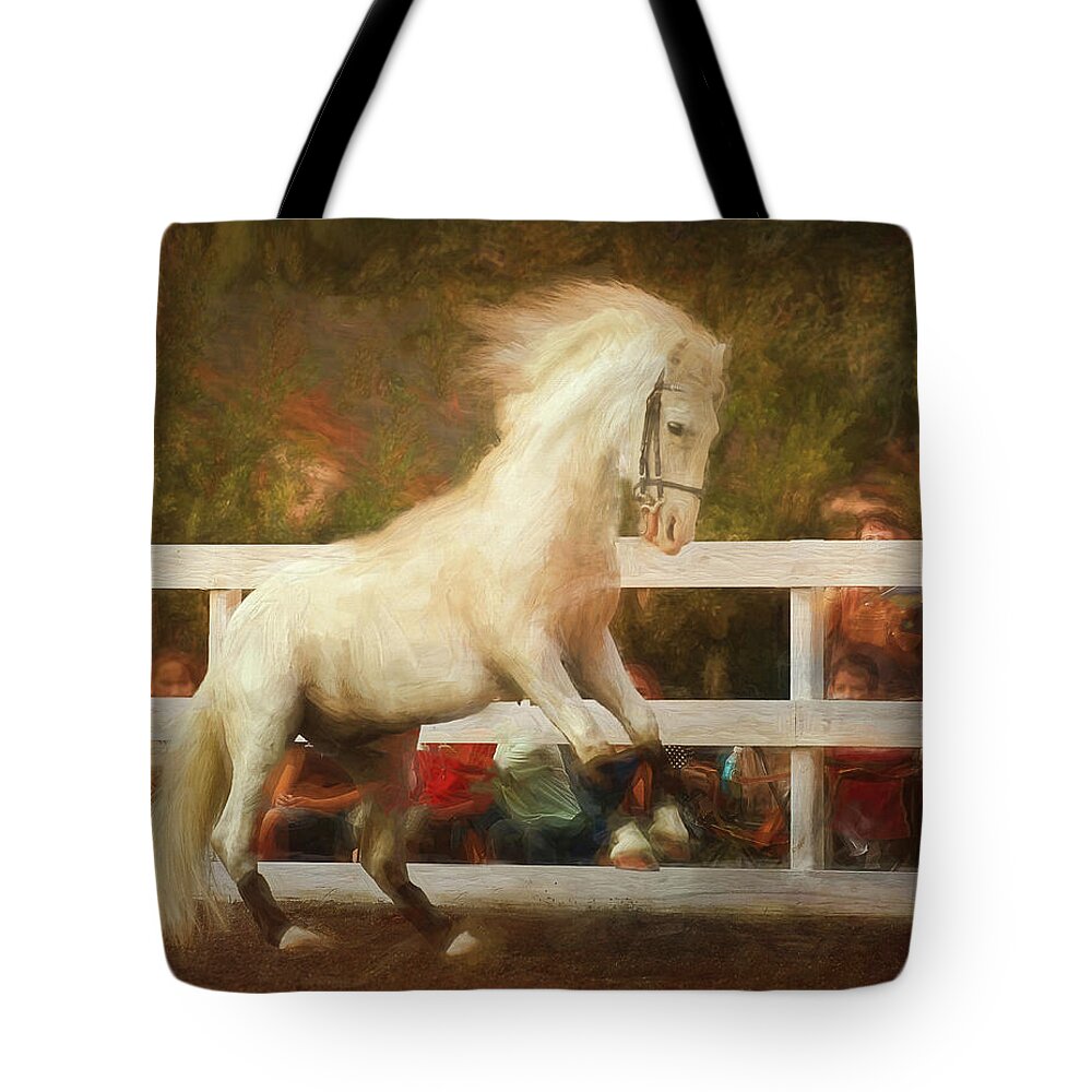 Horse Tote Bag featuring the photograph Dancing by Pete Rems
