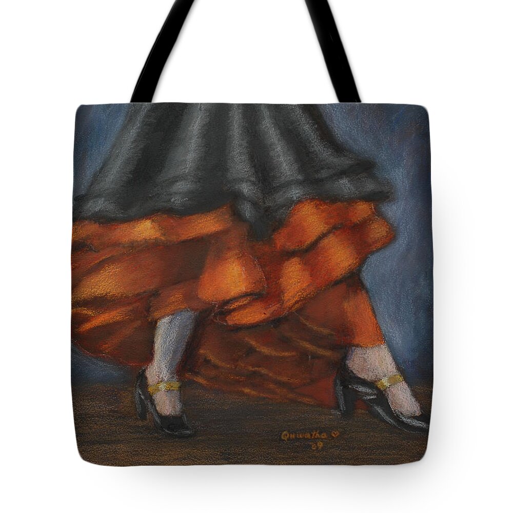 Dance Tote Bag featuring the drawing Dancing Feet by Quwatha Valentine