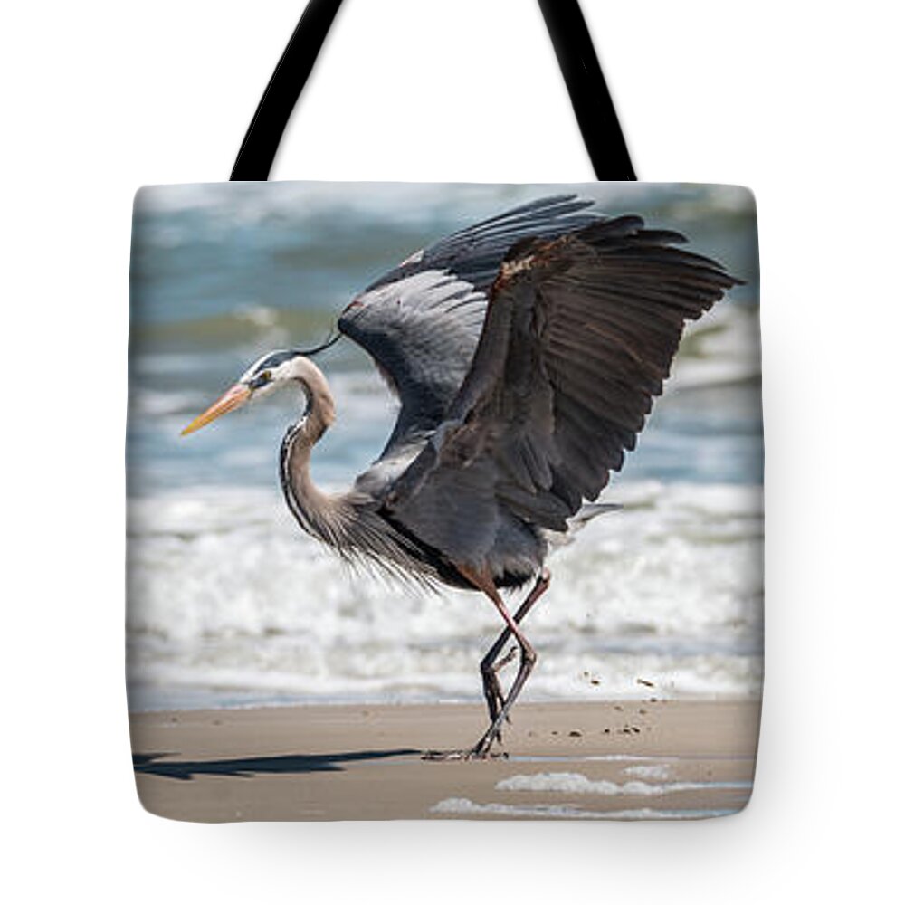 Great Blue Heron Tote Bag featuring the photograph Dancing Heron Triptych by Patti Deters
