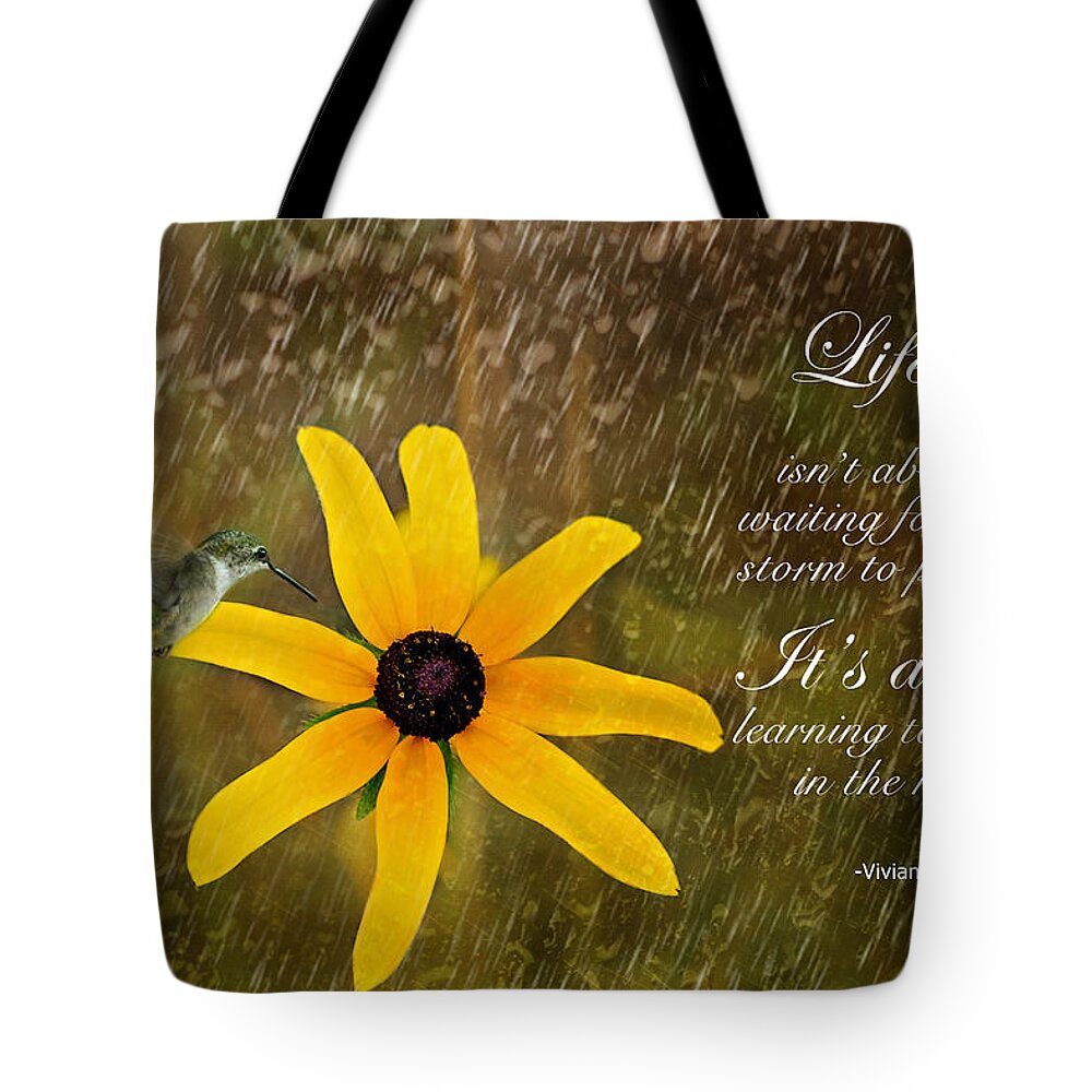 Inspirational Photography Tote Bag featuring the photograph Dancing In the Rain Print by Gwen Gibson