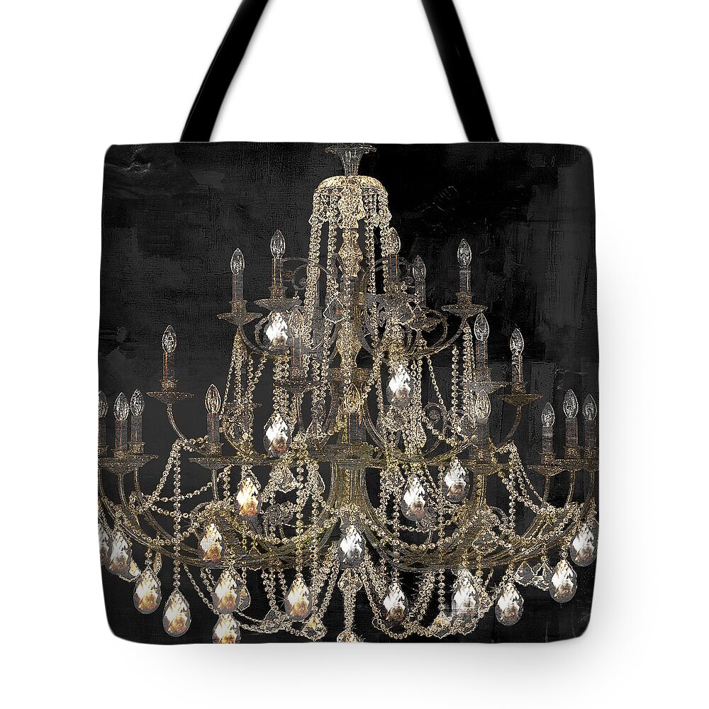 Chandelier Tote Bag featuring the painting Lit Chandelier by Mindy Sommers