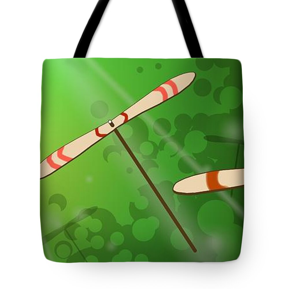 Bamboo Dragonflies Tote Bag featuring the digital art Dancing on the Wind by Alice Chen