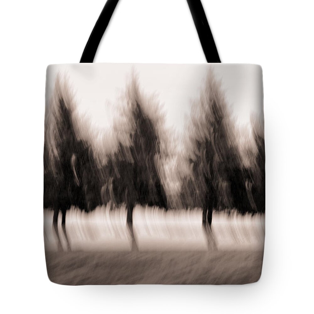 Trees Tote Bag featuring the photograph Dancing Pines by Carol Leigh