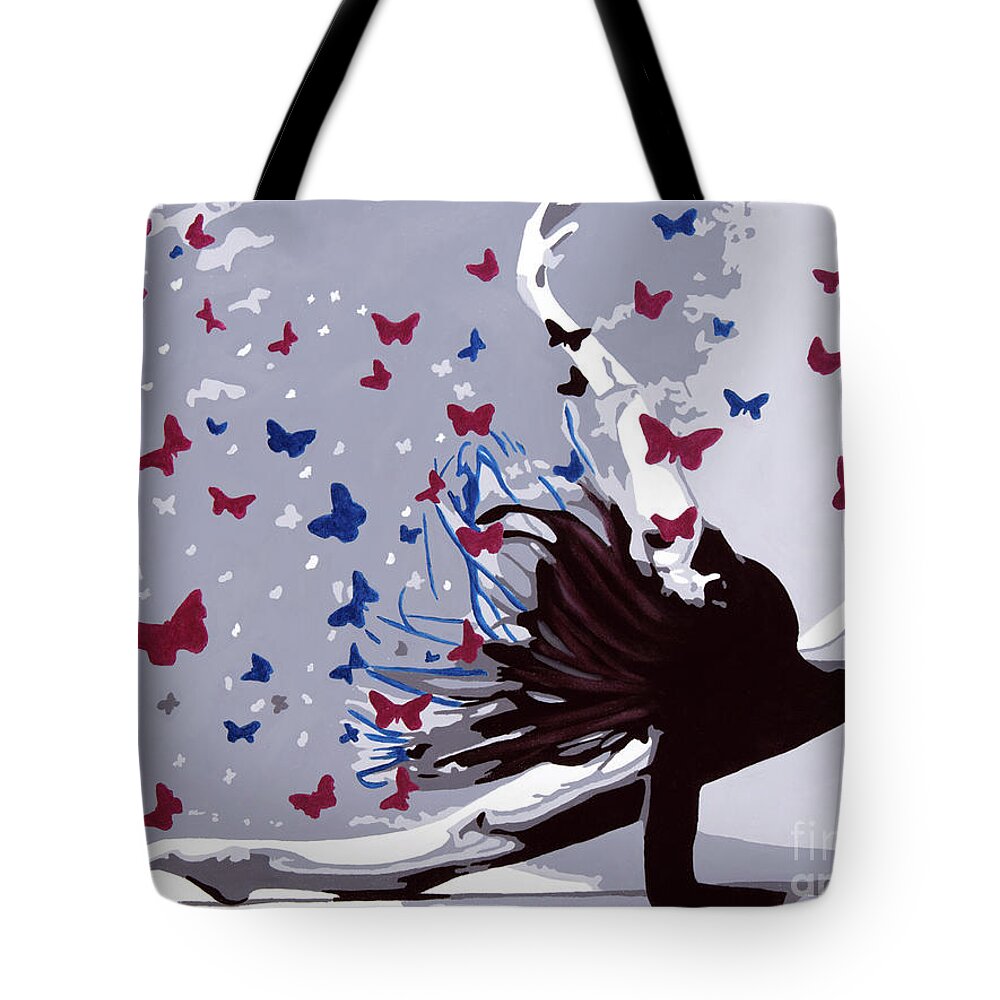Denise Tote Bag featuring the painting Dancing with Butterflies by Denise Deiloh