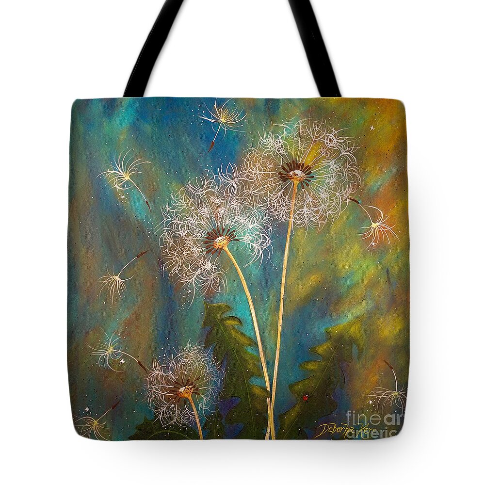 Dandelions Tote Bag featuring the painting Dandelion Wishes by Deborha Kerr