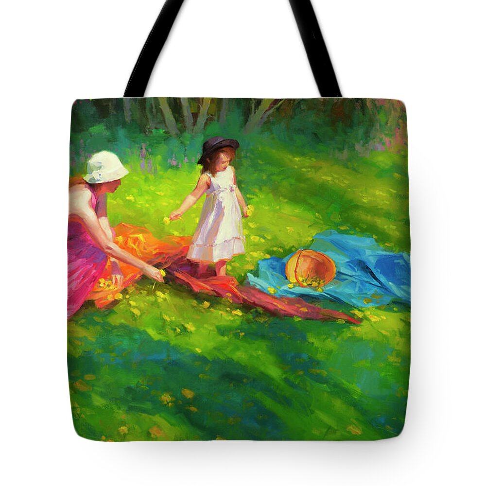 Country Tote Bag featuring the painting Dandelions by Steve Henderson