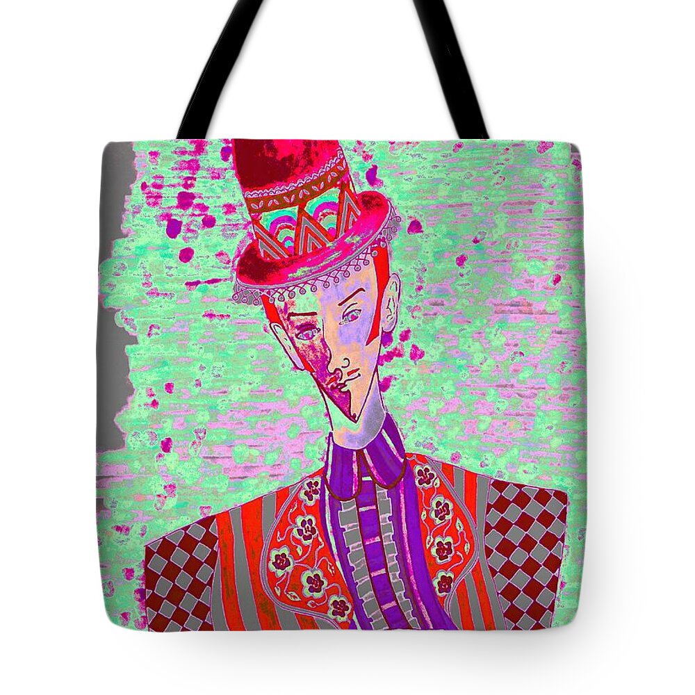 Fancy Man Tote Bag featuring the digital art Dandy in Red Derby by Jayne Somogy