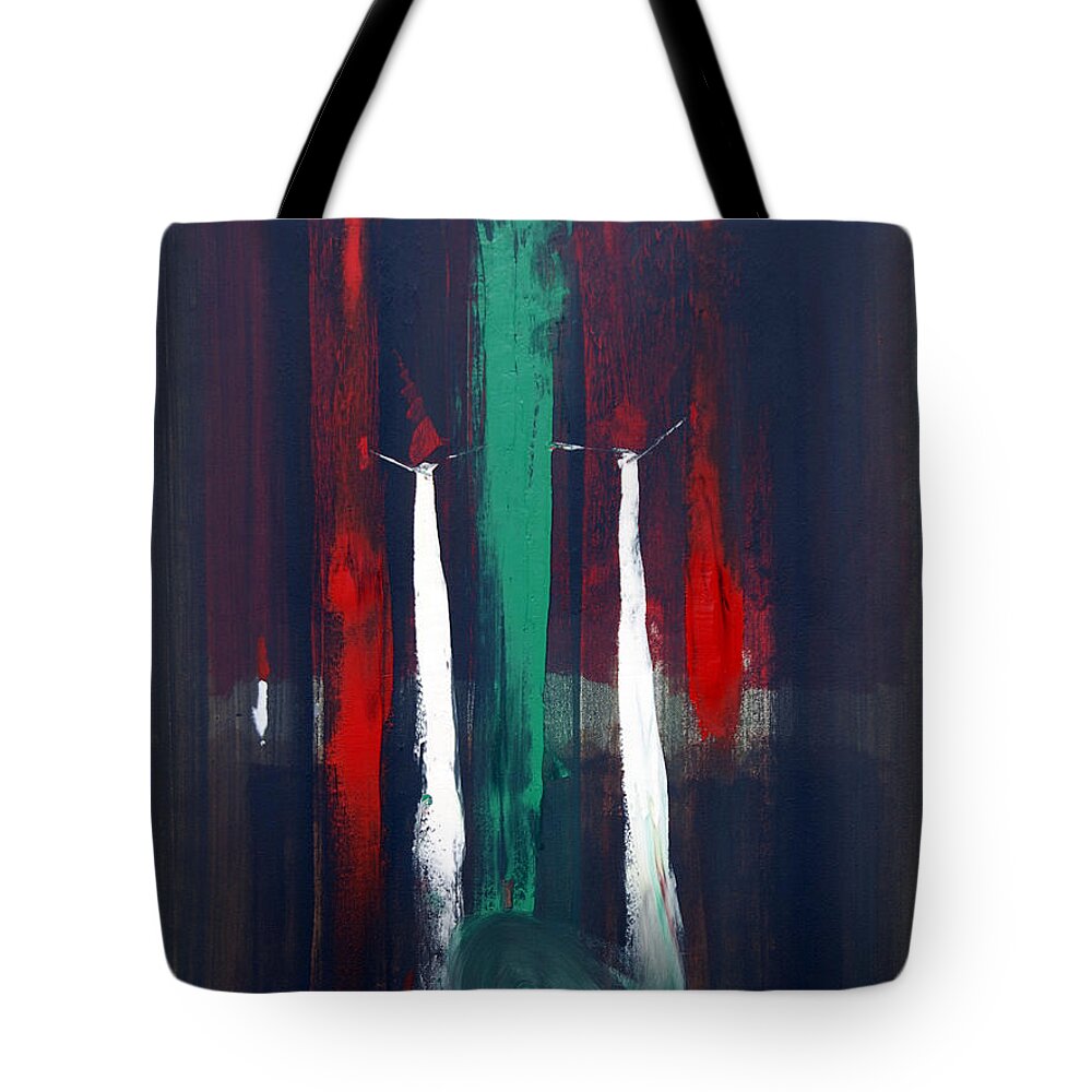 Conversation Tote Bag featuring the painting Dangling Conversation by James Lavott