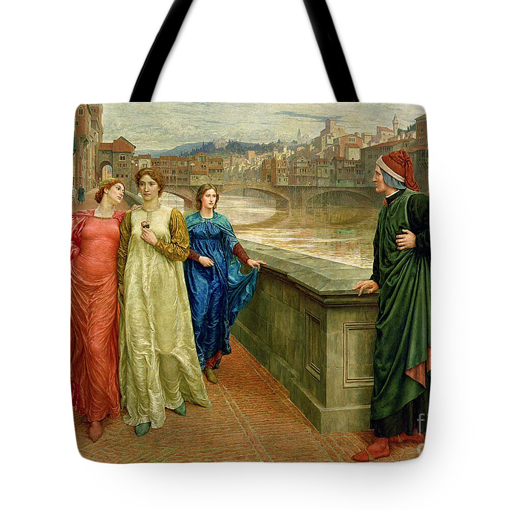 Dante And Beatrice Tote Bag featuring the painting Dante and Beatrice by Henry Holiday