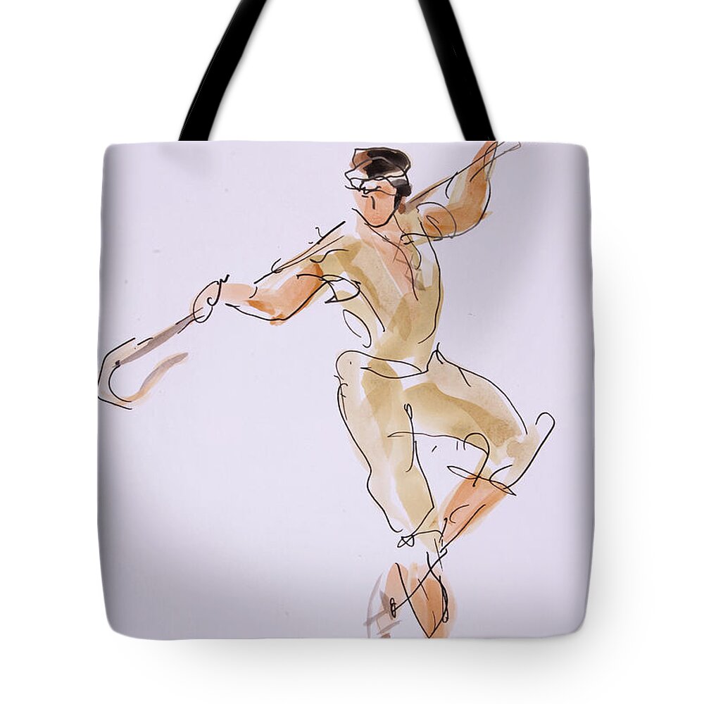 Shepherdesses Tote Bag featuring the drawing Daphnis tries to follow Chloe by Peregrine Roskilly