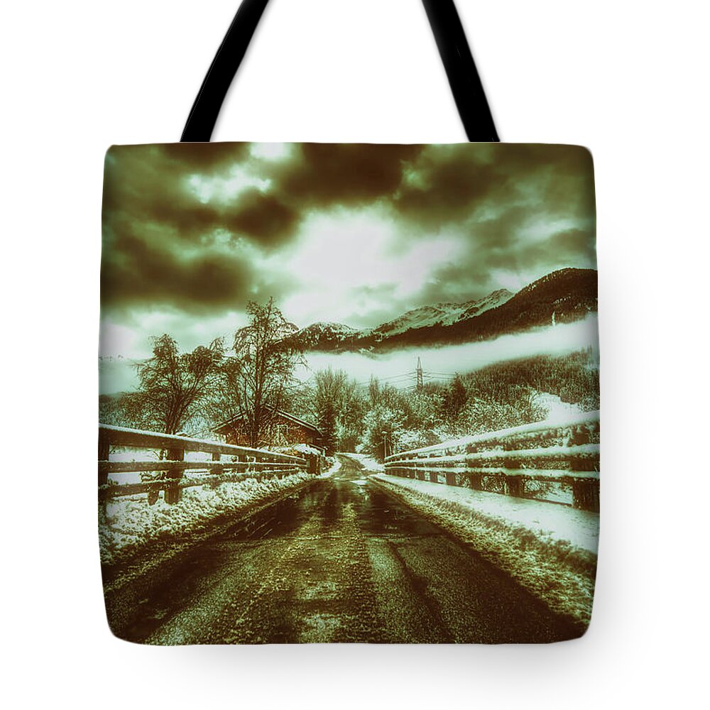 Sunrise Tote Bag featuring the photograph Dark Days Of Winter by Mountain Dreams