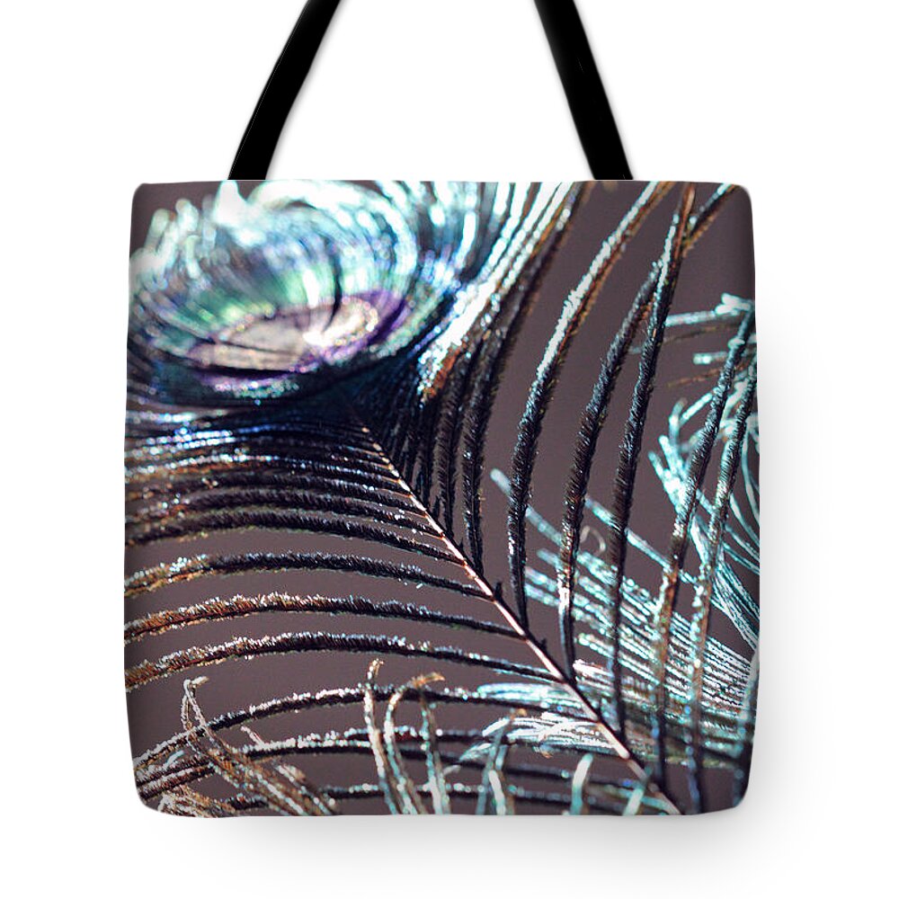 Peacock Feather Tote Bag featuring the photograph Dark Feathers by Angela Murdock