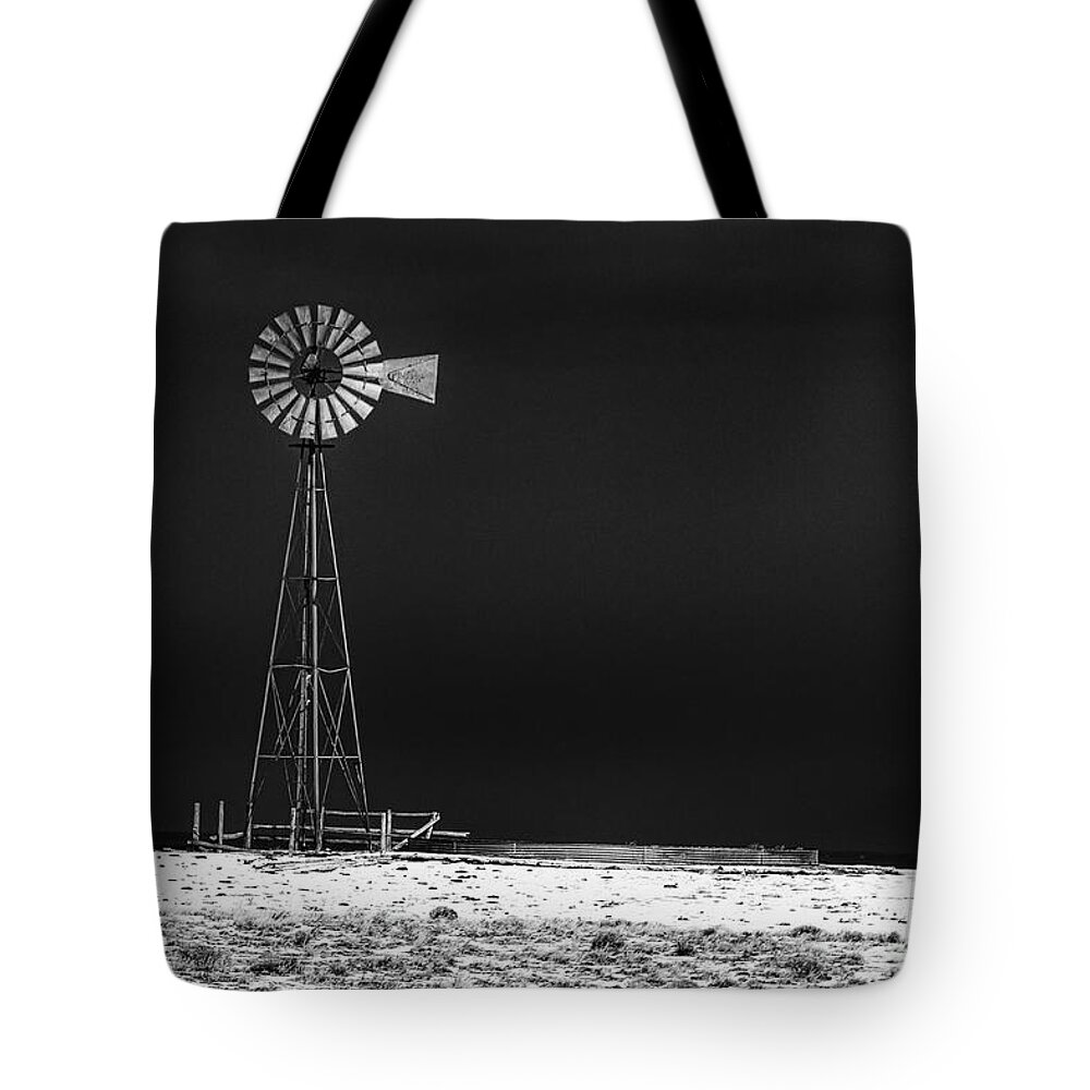 Windmill Tote Bag featuring the photograph Dark Horizon by Jim Garrison