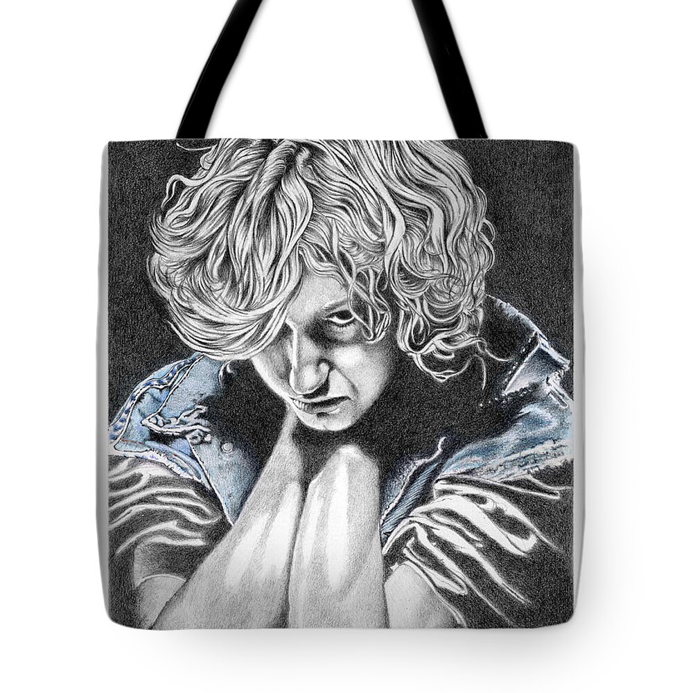 Woman Tote Bag featuring the drawing Dark Mood by Louise Howarth