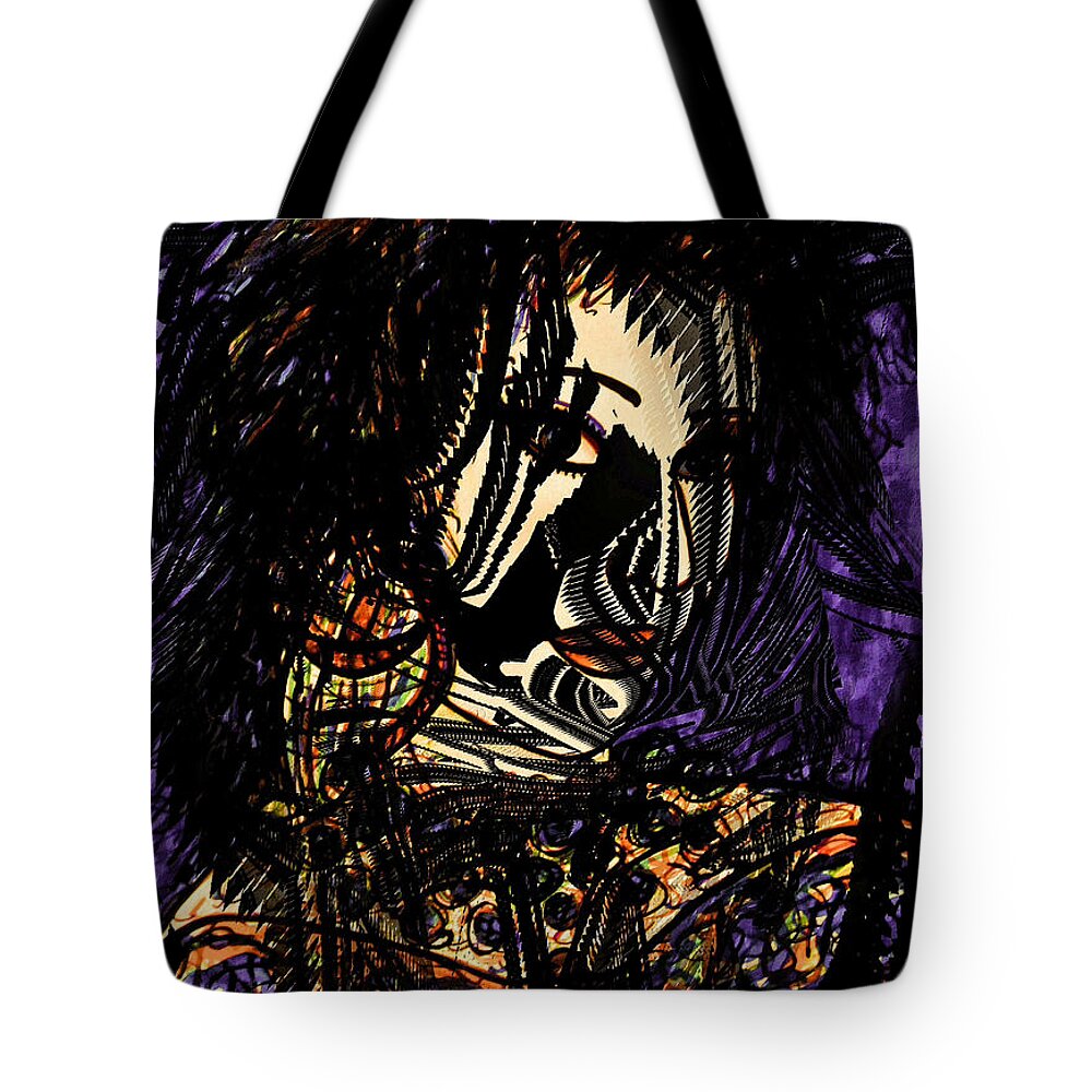 Face Tote Bag featuring the mixed media Dark Side by Natalie Holland
