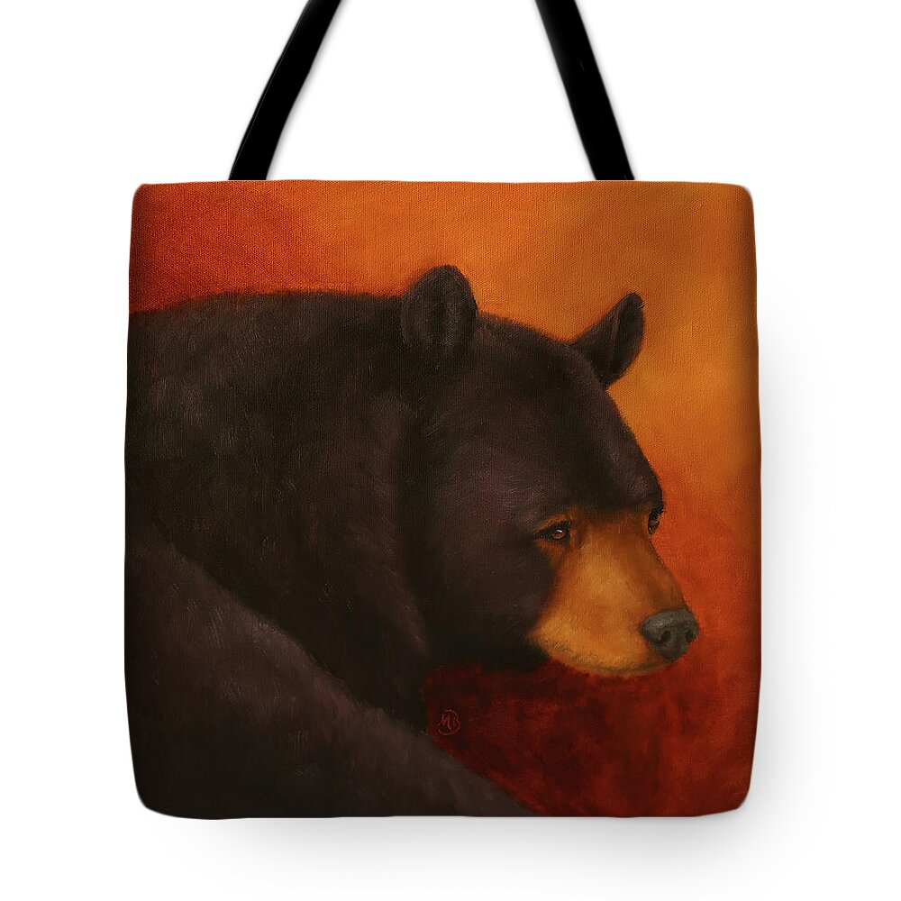 Bear Tote Bag featuring the painting Darkly Dreaming Bear by Monica Burnette