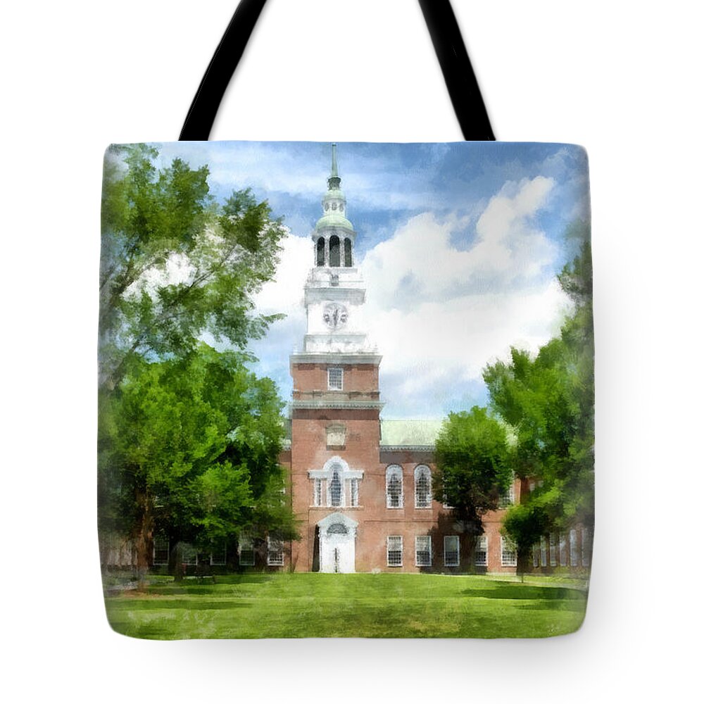 Dartmouth Tote Bag featuring the painting Dartmouth College Watercolor by Edward Fielding