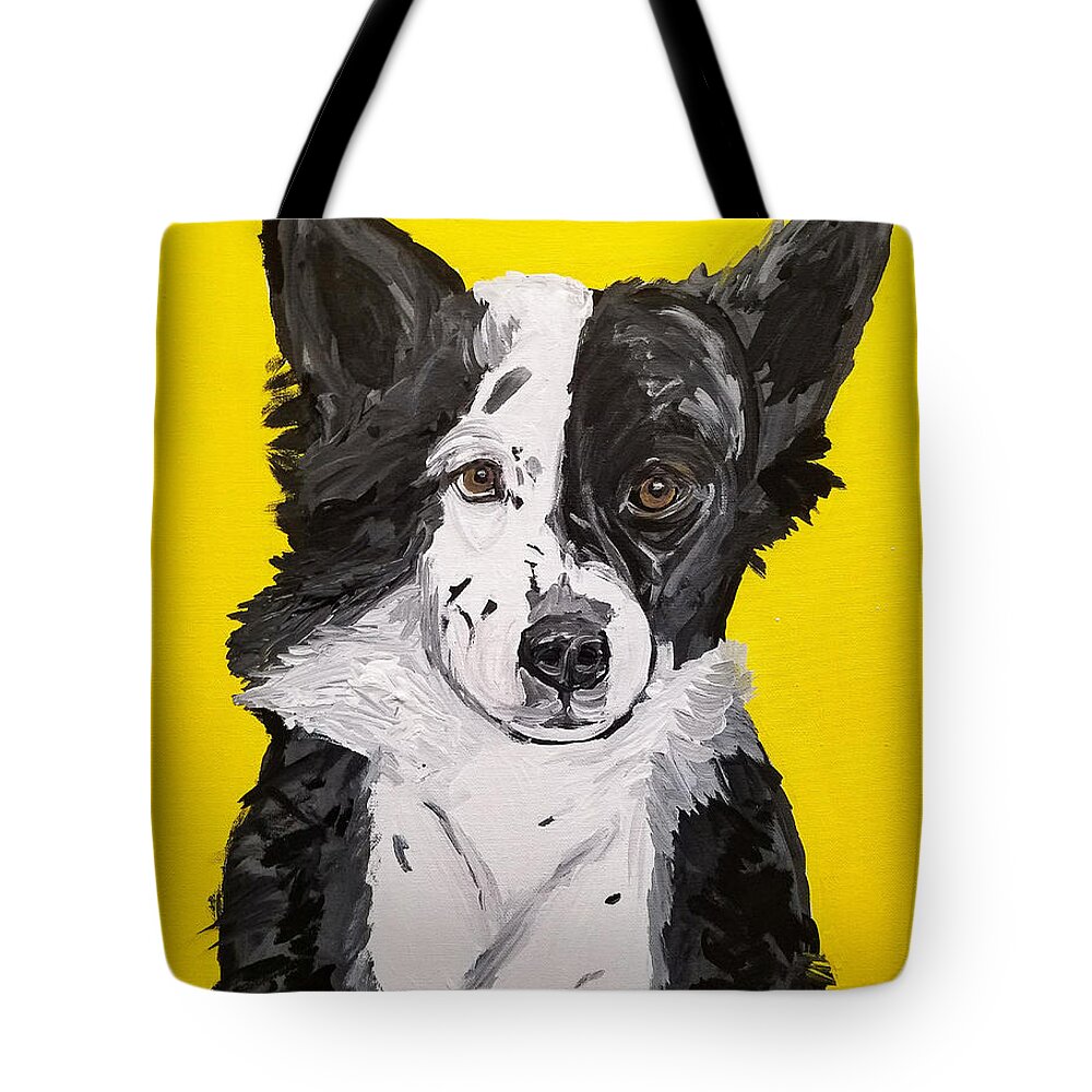 Pet Portrait Tote Bag featuring the painting Dasha Date With Paint Nov 20th by Ania M Milo