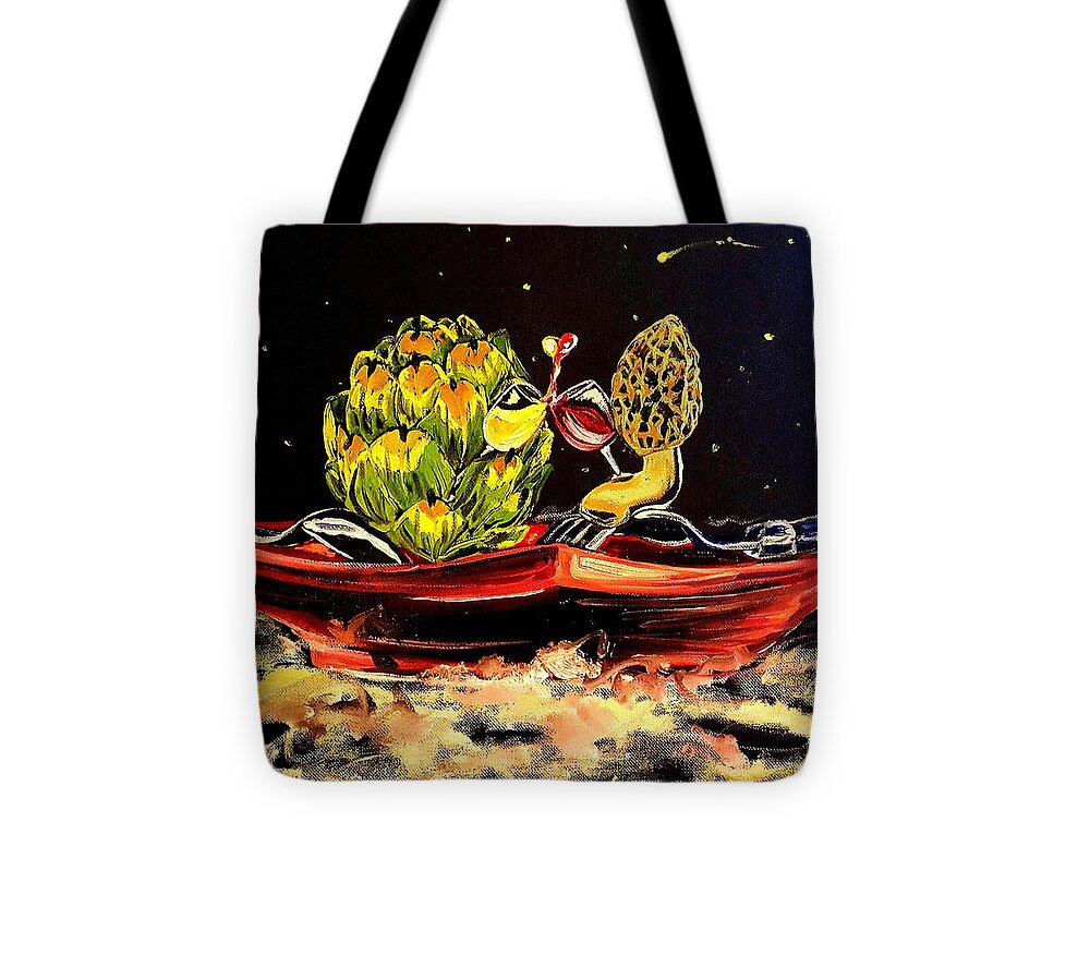 Artichoke Tote Bag featuring the painting Date on a Plate by Alexandria Weaselwise Busen