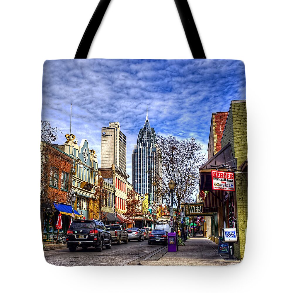 Downtown Tote Bag featuring the photograph Dauphin Street by Brad Boland