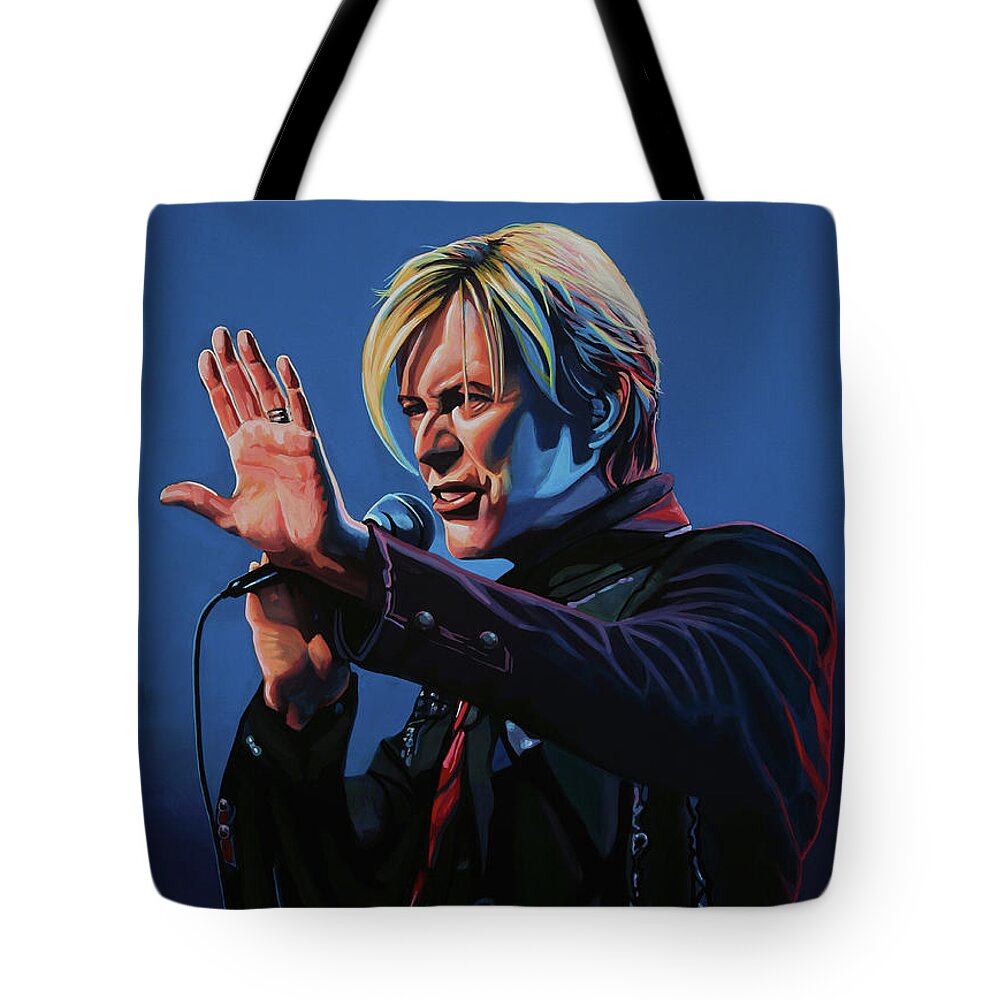 David Bowie Tote Bag featuring the painting David Bowie Live Painting by Paul Meijering