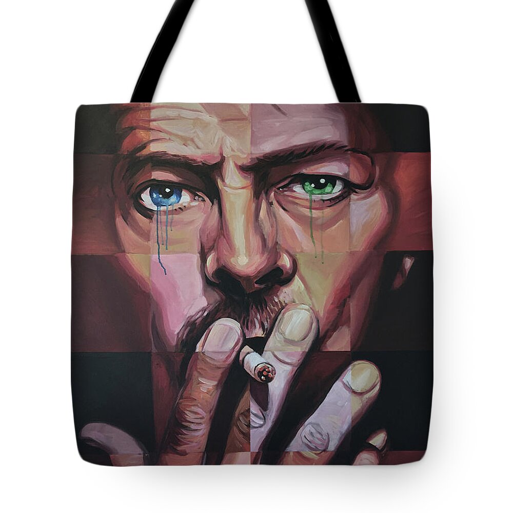 David Tote Bag featuring the painting David Bowie by Steve Hunter