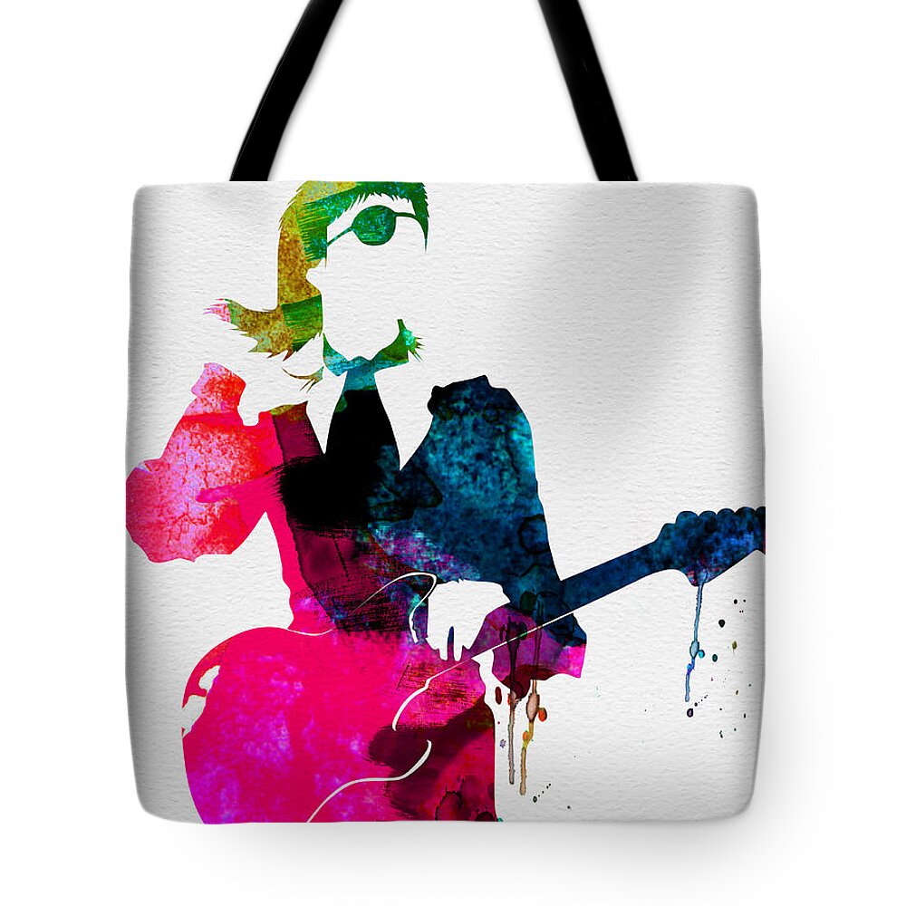 David Bowie Tote Bag featuring the painting David Watercolor by Naxart Studio