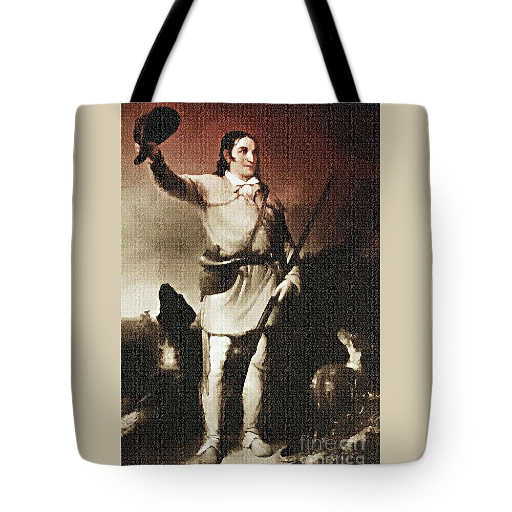 Davy Crockett Tote Bag featuring the painting Davy Crockett - The Alamo by Ian Gledhill