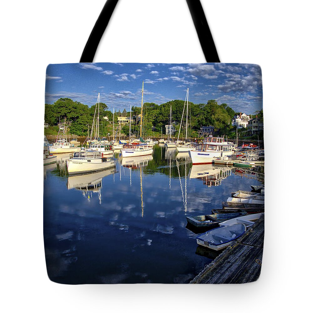 Boat Tote Bag featuring the photograph Dawn at Perkins Cove - Maine by Steven Ralser
