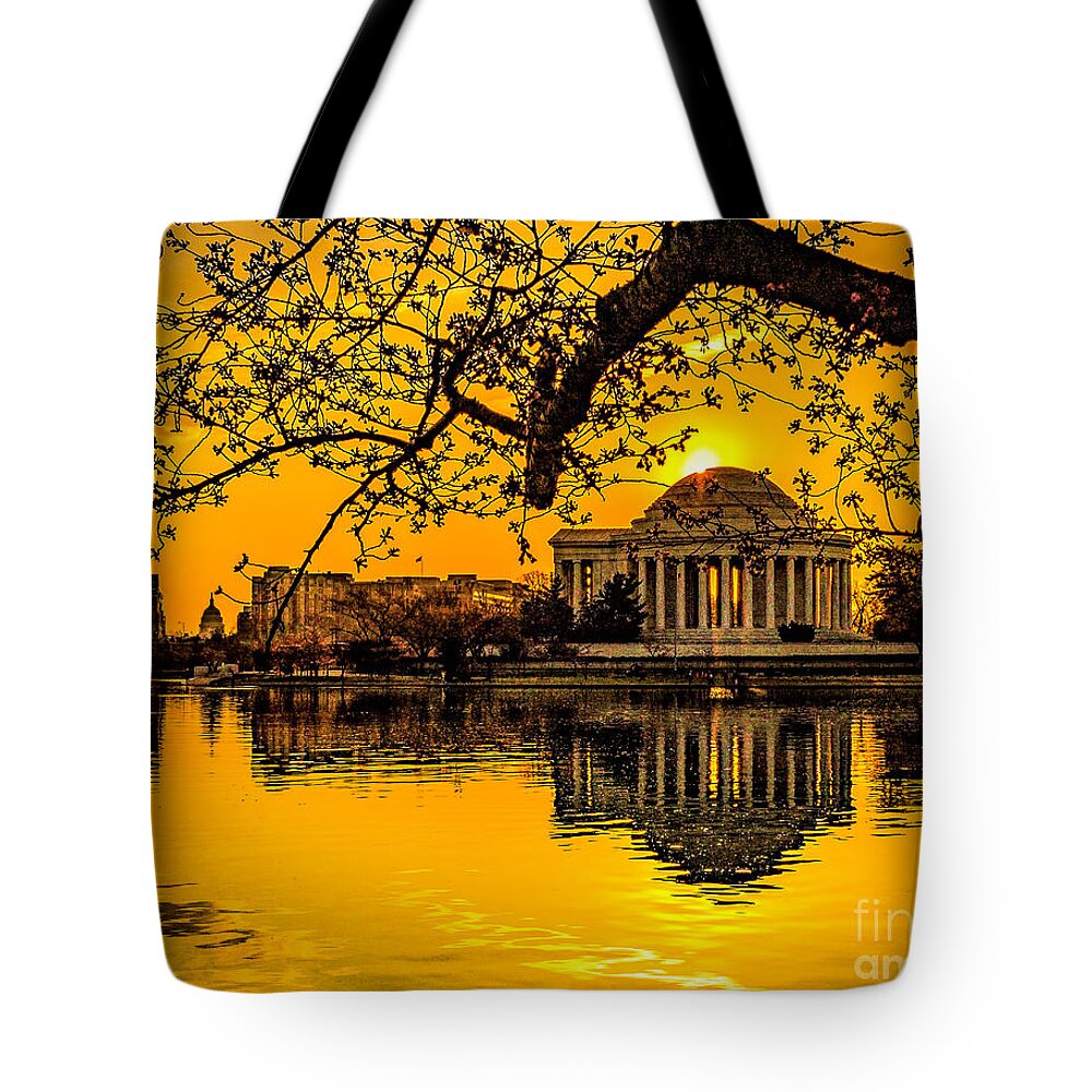 Jefferson Memorial Tote Bag featuring the photograph Dawn at the Jefferson Memorial by Nick Zelinsky Jr