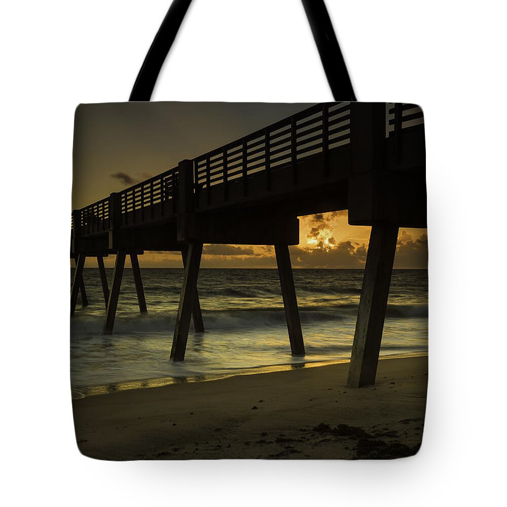 Pier Tote Bag featuring the photograph Dawn at the Pier by Fran Gallogly