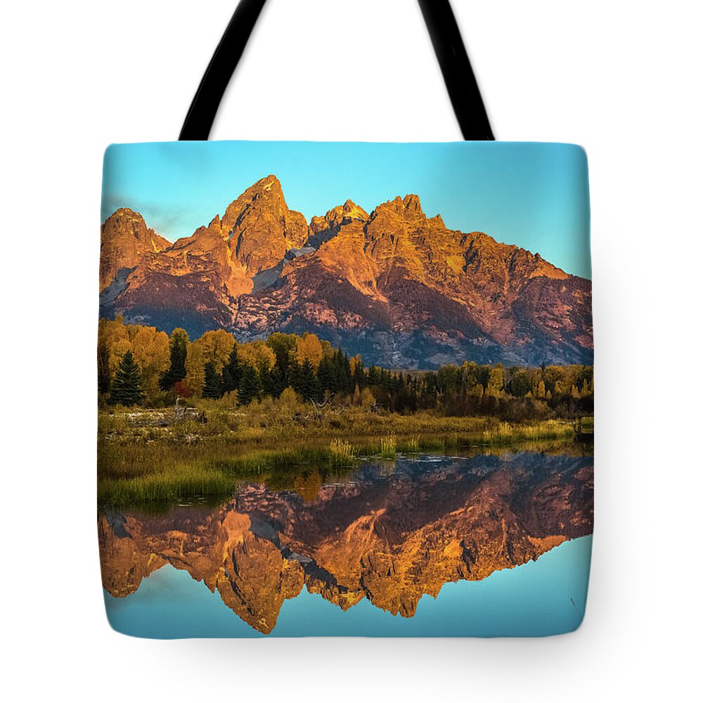 Fall Tote Bag featuring the photograph Dawn Over The Tetons by Yeates Photography