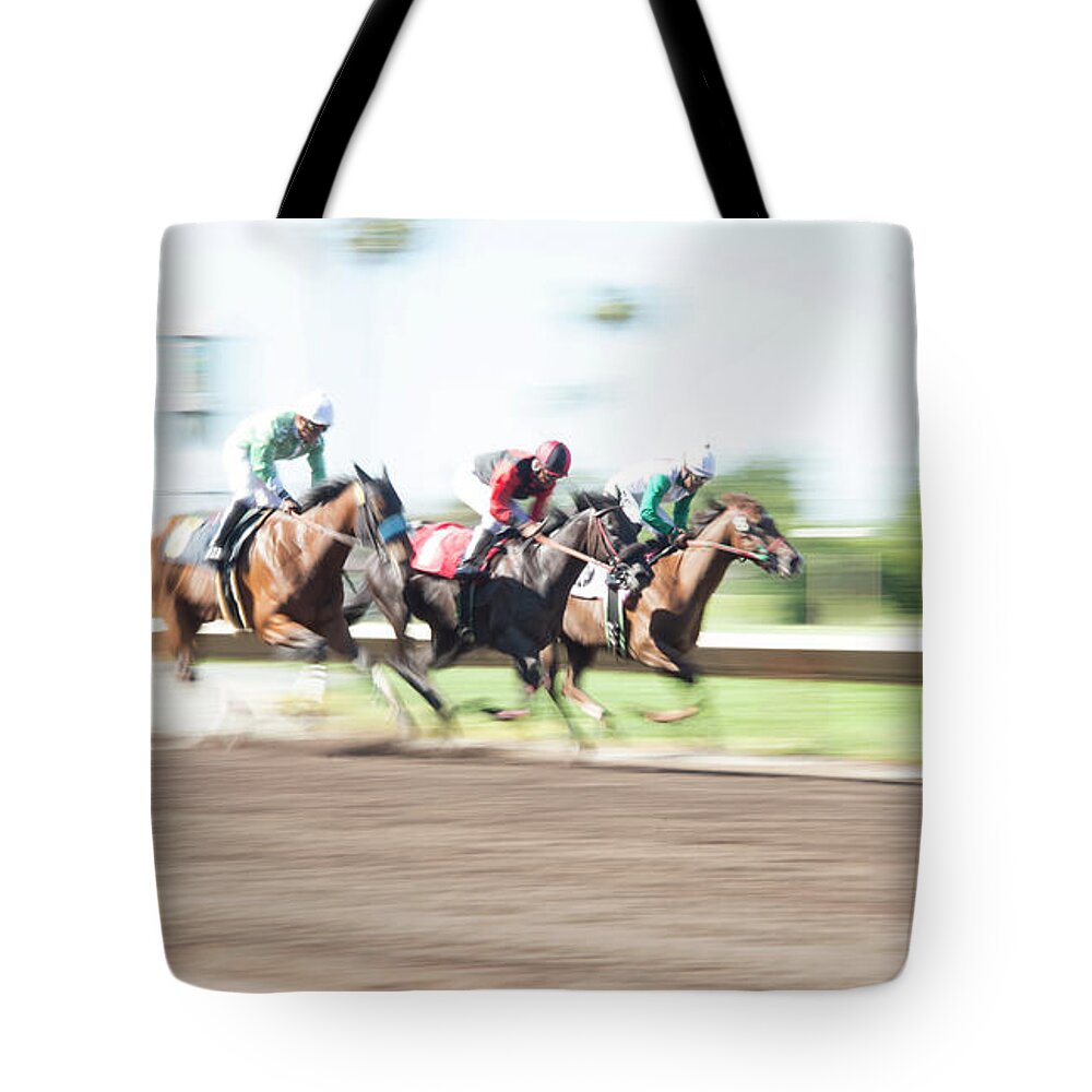Horse Tote Bag featuring the photograph Day at the Races by Alex Lapidus
