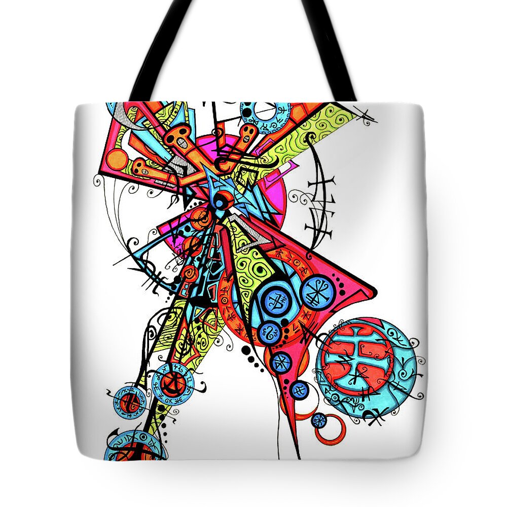 Abstraction Tote Bag featuring the drawing Day of the Dead Cross by Joey Gonzalez