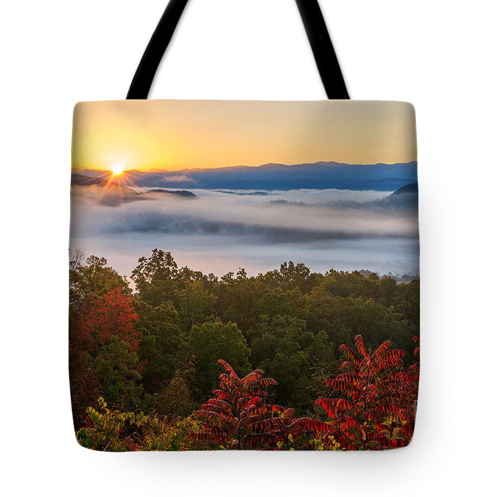 Great Smoky Mountains Tote Bag featuring the photograph Daybreak by Anthony Heflin