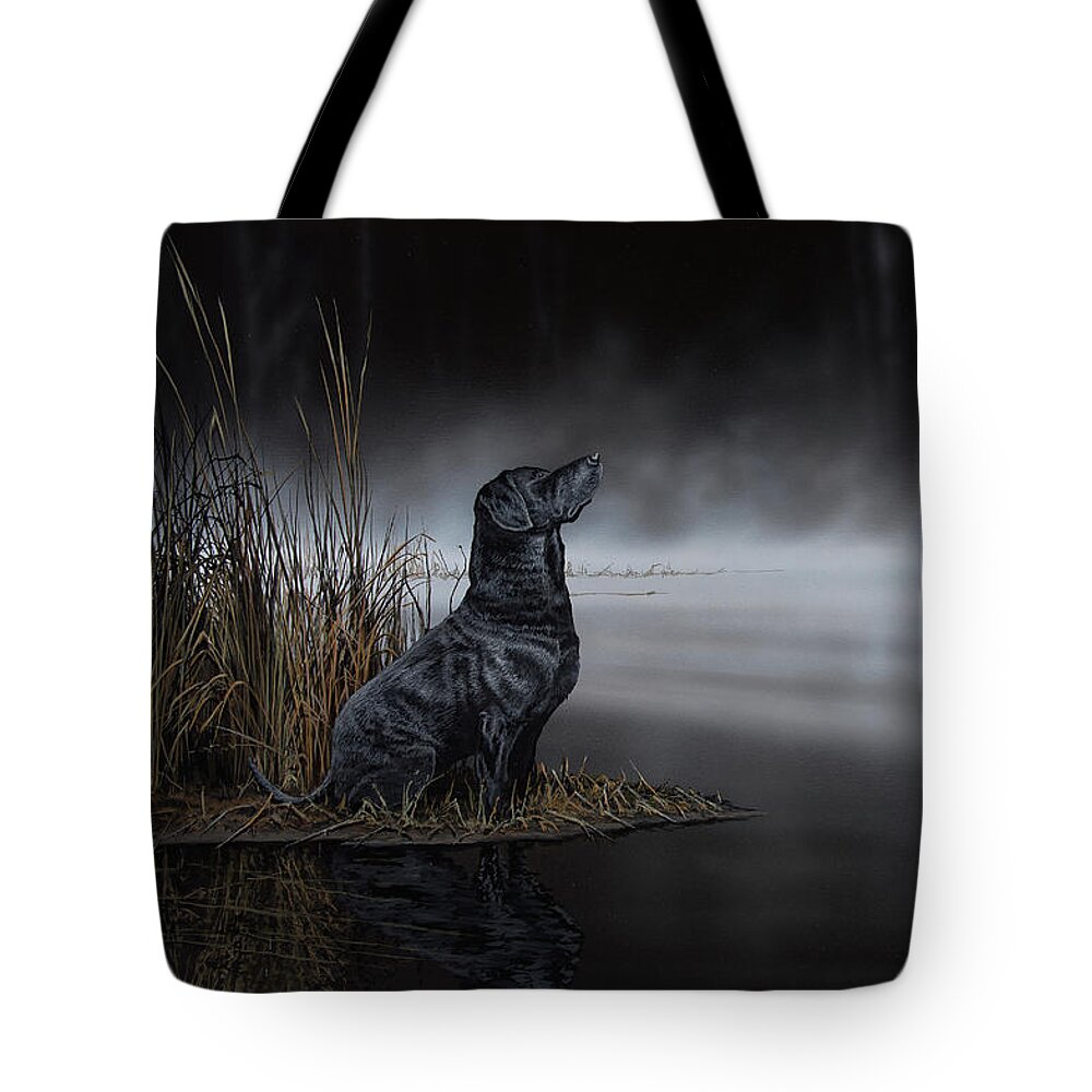 Lab Tote Bag featuring the painting Daybreak Scout by Anthony J Padgett