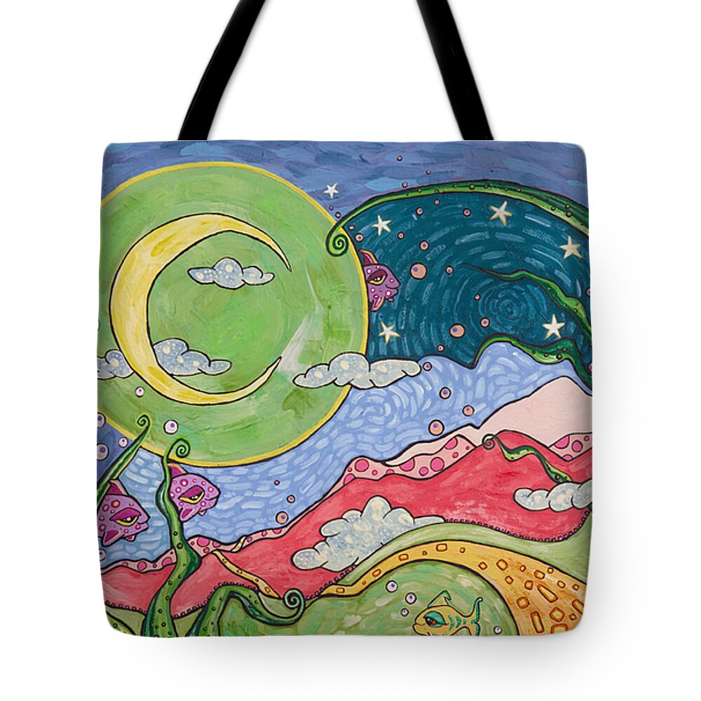 Whimsical Landscape Tote Bag featuring the painting Daydreaming by Tanielle Childers