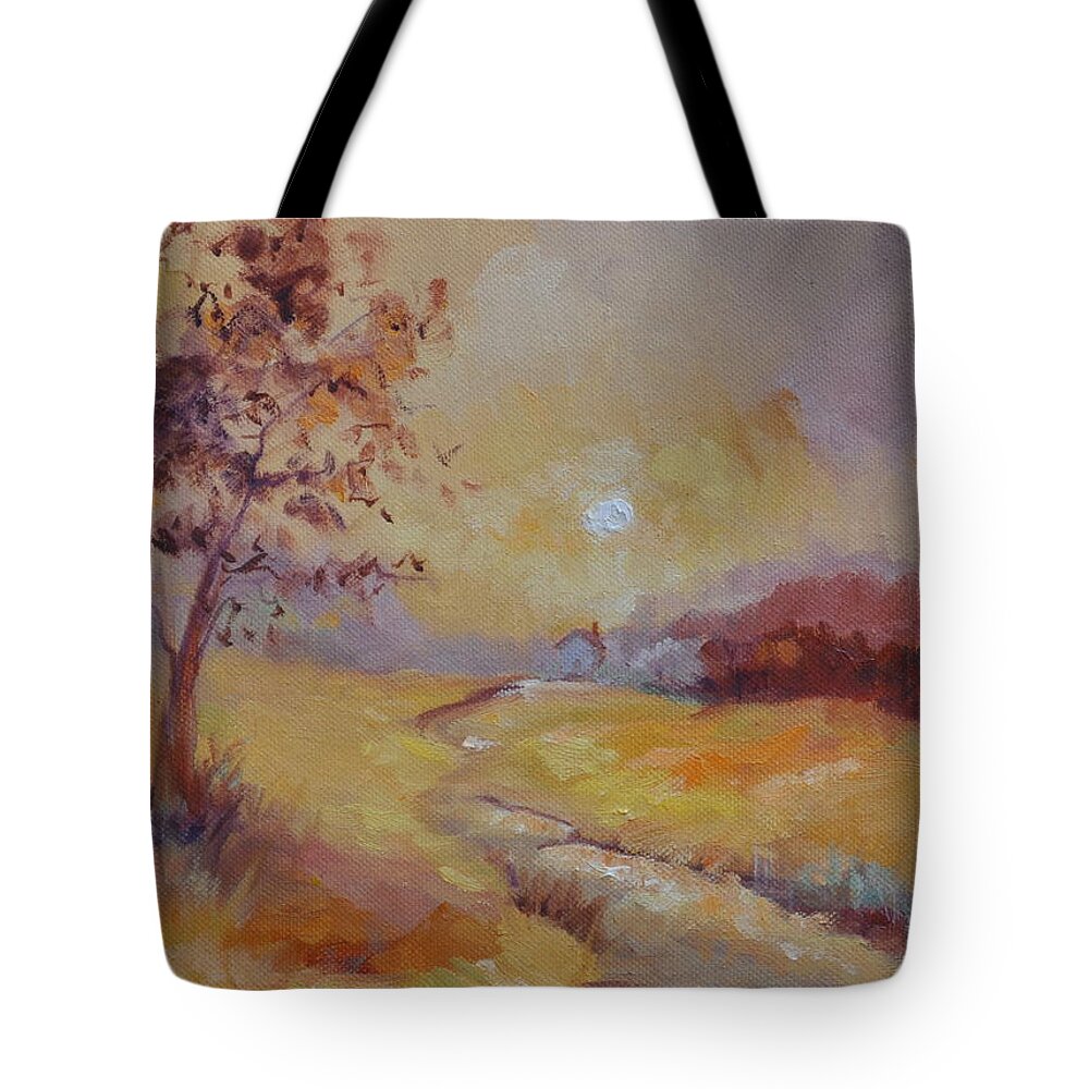 Evening Landscape Tote Bag featuring the painting Day's End by Ginger Concepcion