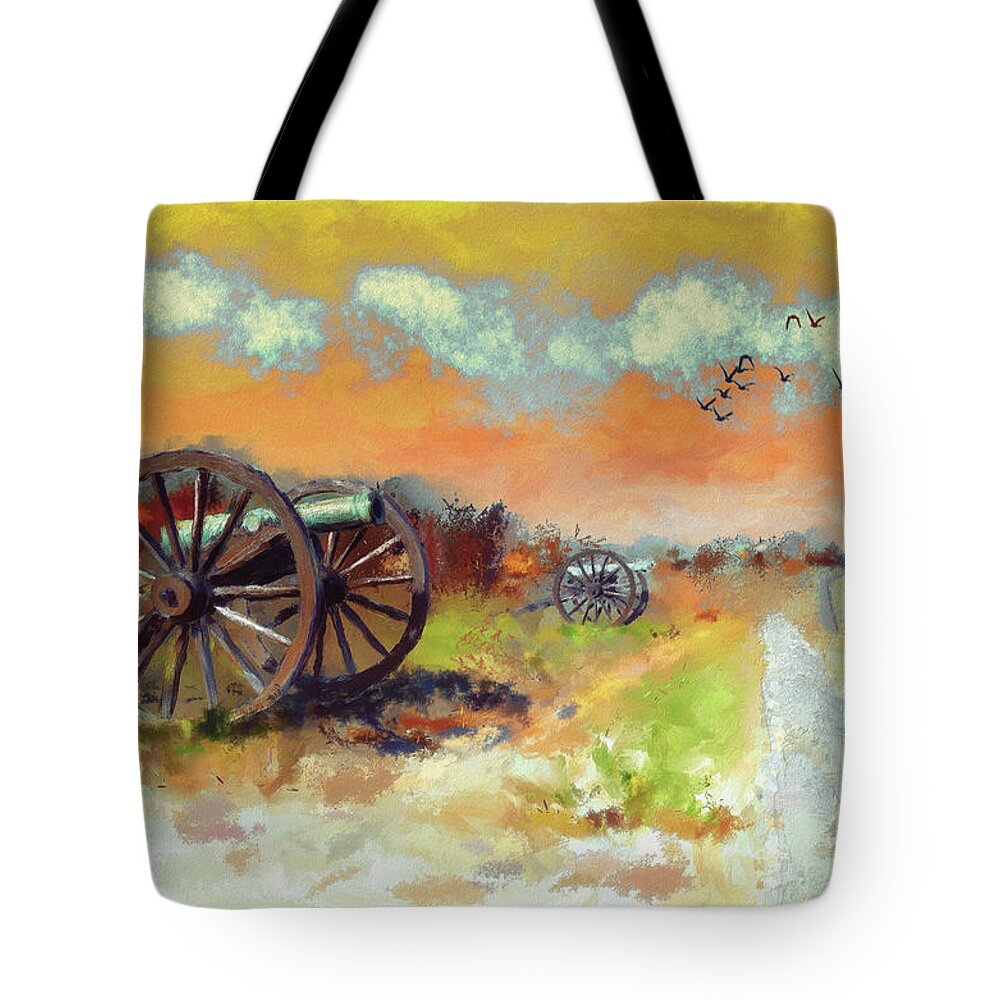 Antietam Tote Bag featuring the digital art Days Of Discontent by Lois Bryan
