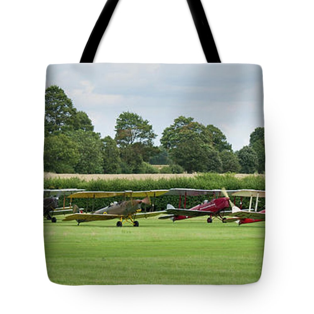 Dh82a Tote Bag featuring the photograph De Havilland Tiger Moths line-up by Gary Eason