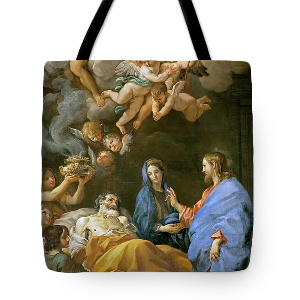 Carlo Maratta Tote Bag featuring the painting Death of Saint Joseph by Carlo Maratta