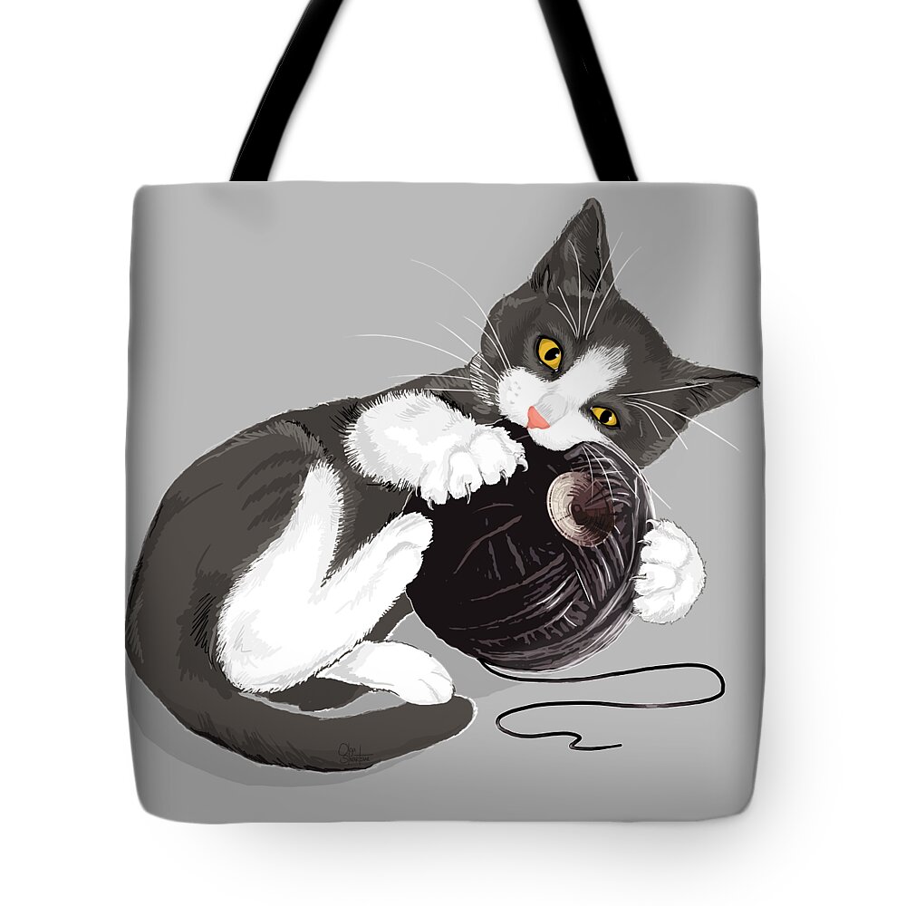 Death Star Tote Bag featuring the digital art Death Star Kitty by Olga Shvartsur