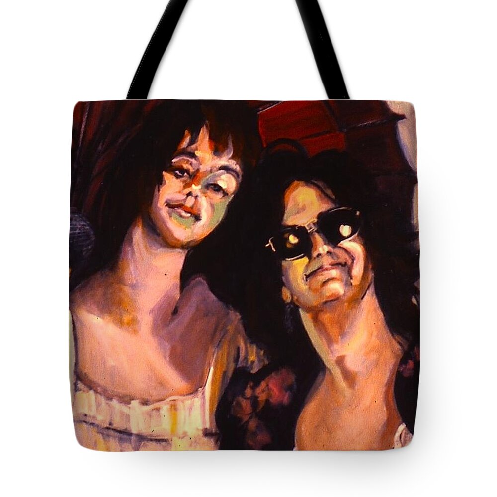Portraits Tote Bag featuring the painting Debbie and Kate by Les Leffingwell