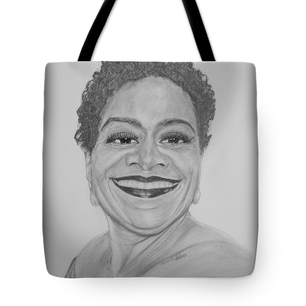 Graphite Tote Bag featuring the drawing Deborah by Michelle Gilmore