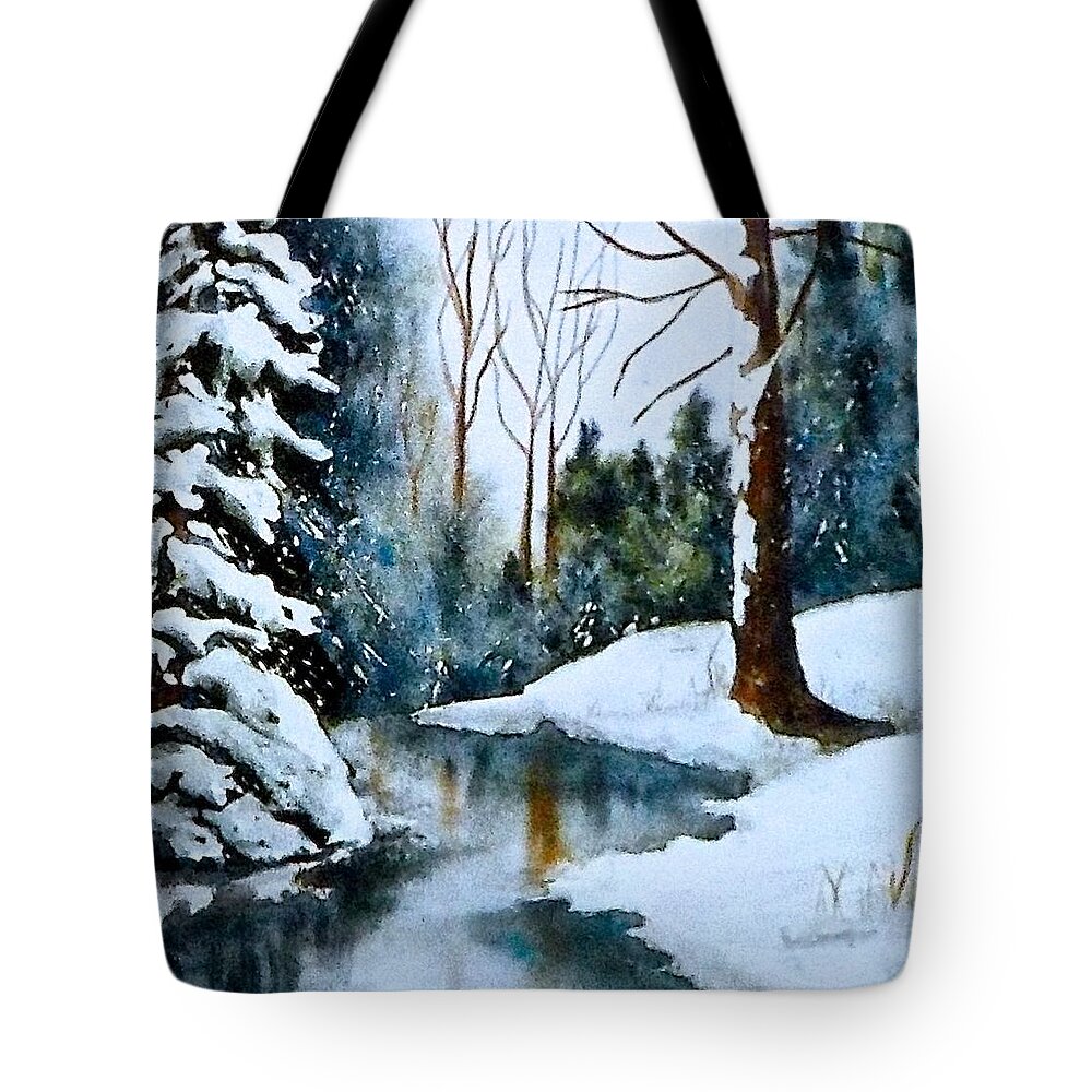 Watercolor Tote Bag featuring the painting December Beauty by Carolyn Rosenberger