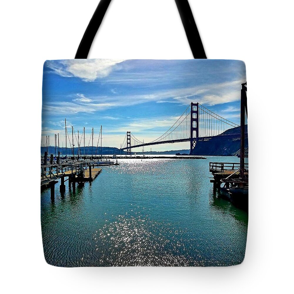 Golden Gate Bridge Tote Bag featuring the photograph December Golden Gate Bridge by Artist Linda Marie