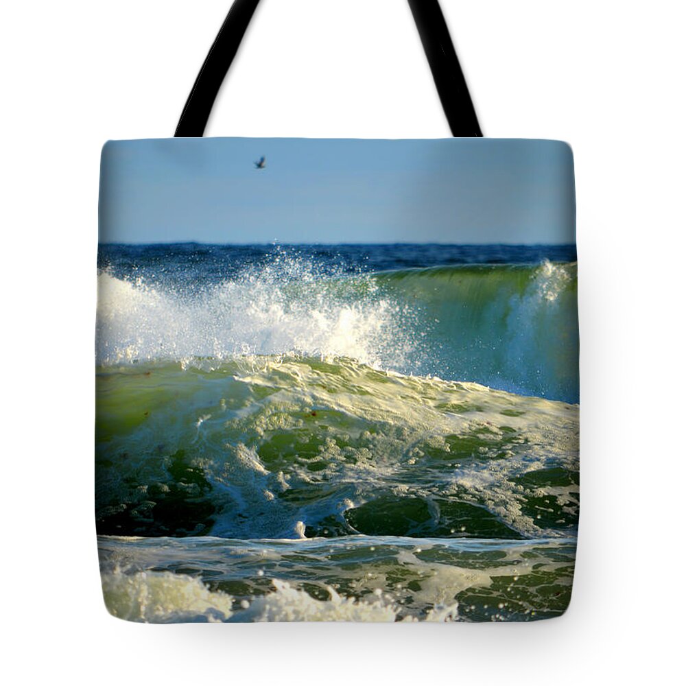 Ocean Tote Bag featuring the photograph December Ocean Power by Dianne Cowen Cape Cod Photography